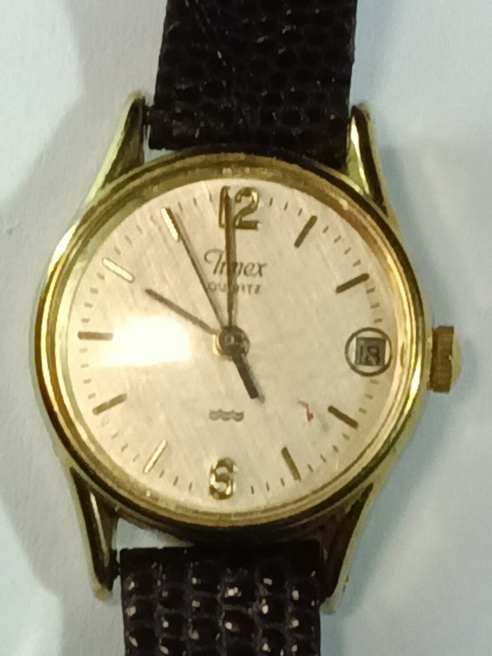 Classic Timex Quartz Analog Watch with a Gold-Tone Round Case